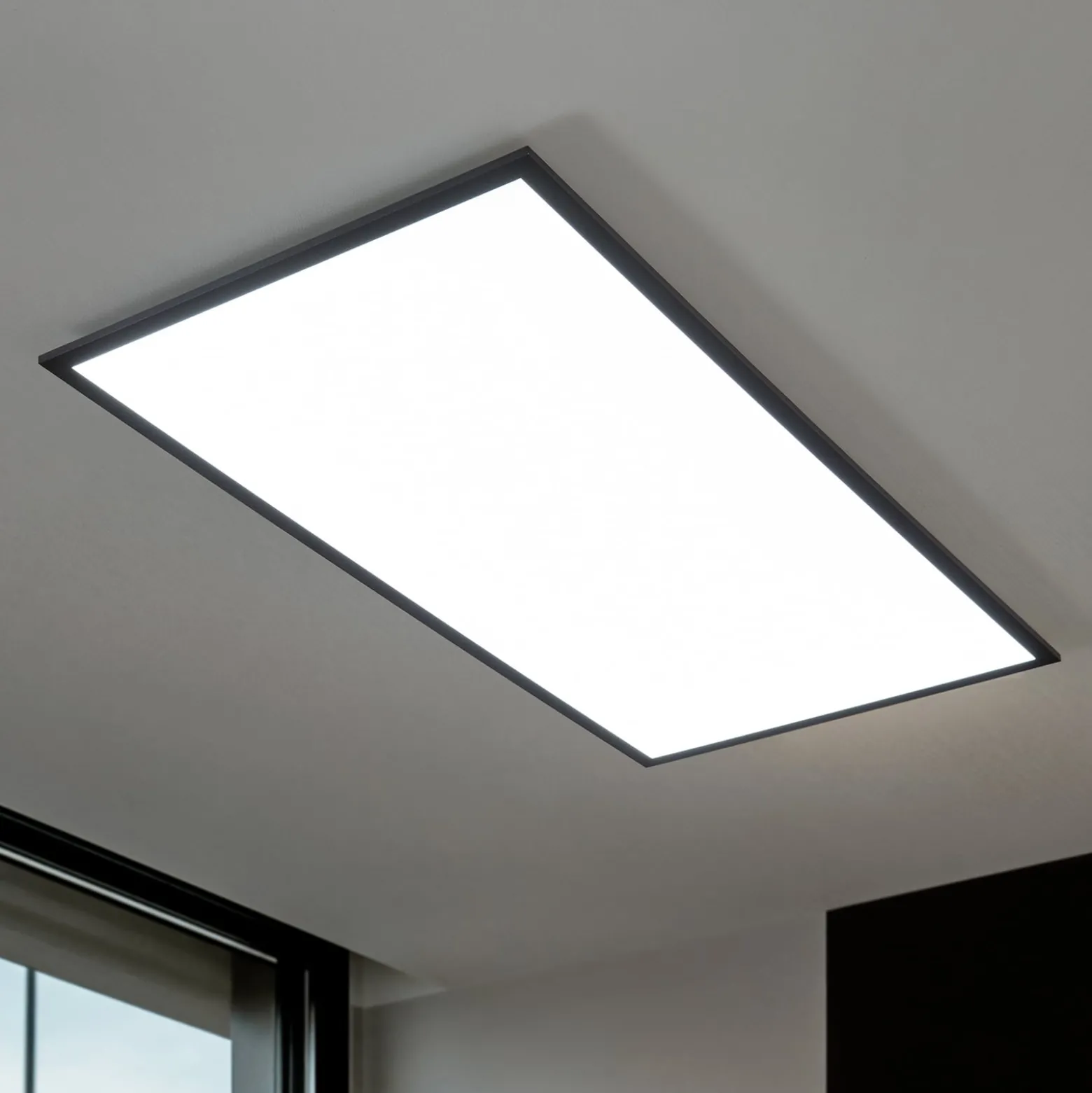 Lindby LED-Panel Nelios, 120 x 60 cm, CCT, schwarz, Metall
