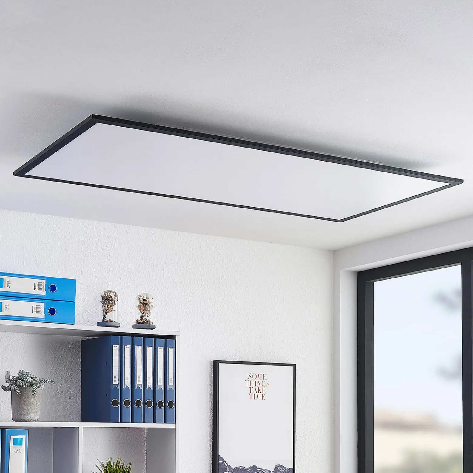 Lindby LED-Panel Nelios, 120 x 60 cm, CCT, schwarz, Metall
