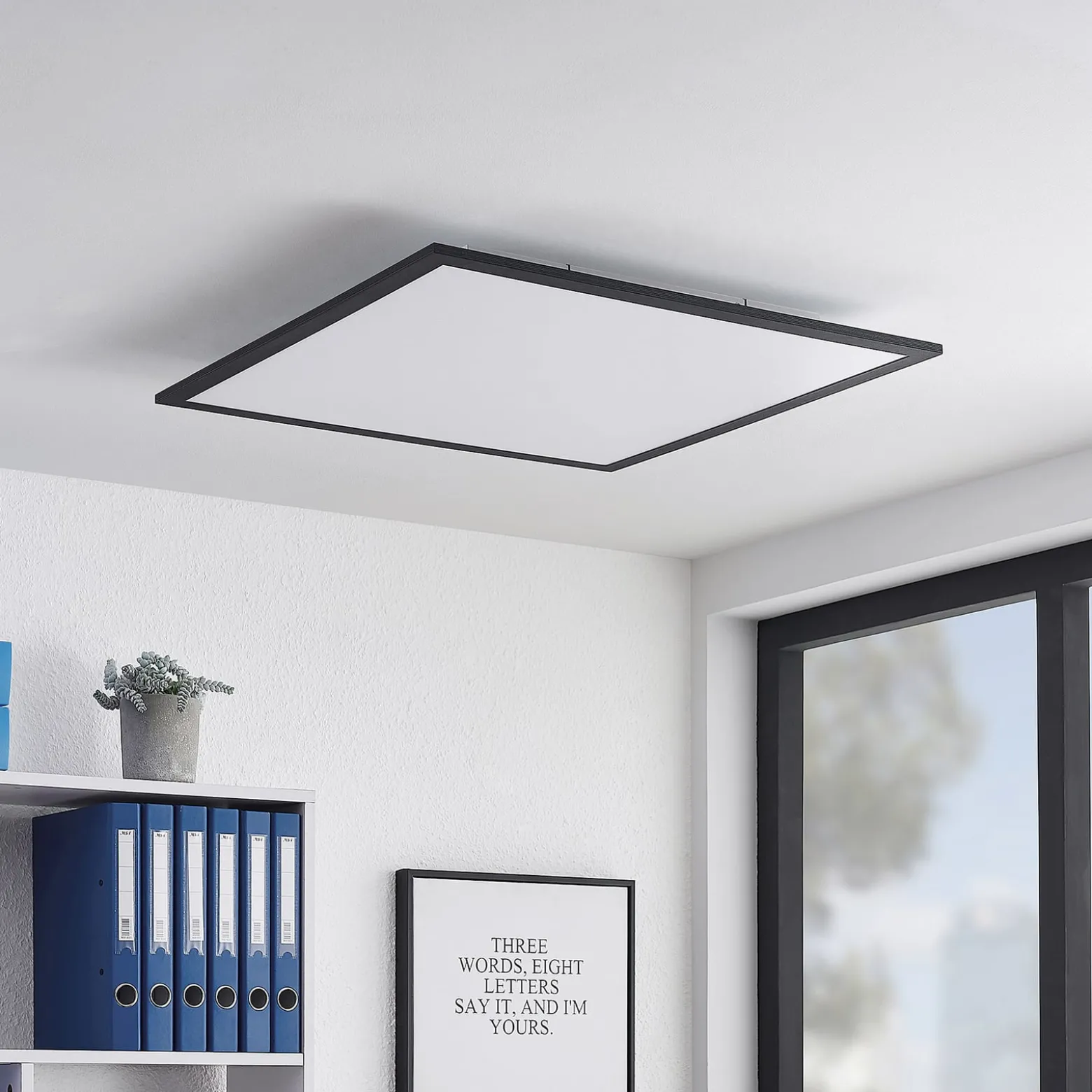Lindby LED-Panel Nelios, 62 x 62 cm, 4.000K, schwarz, Metall