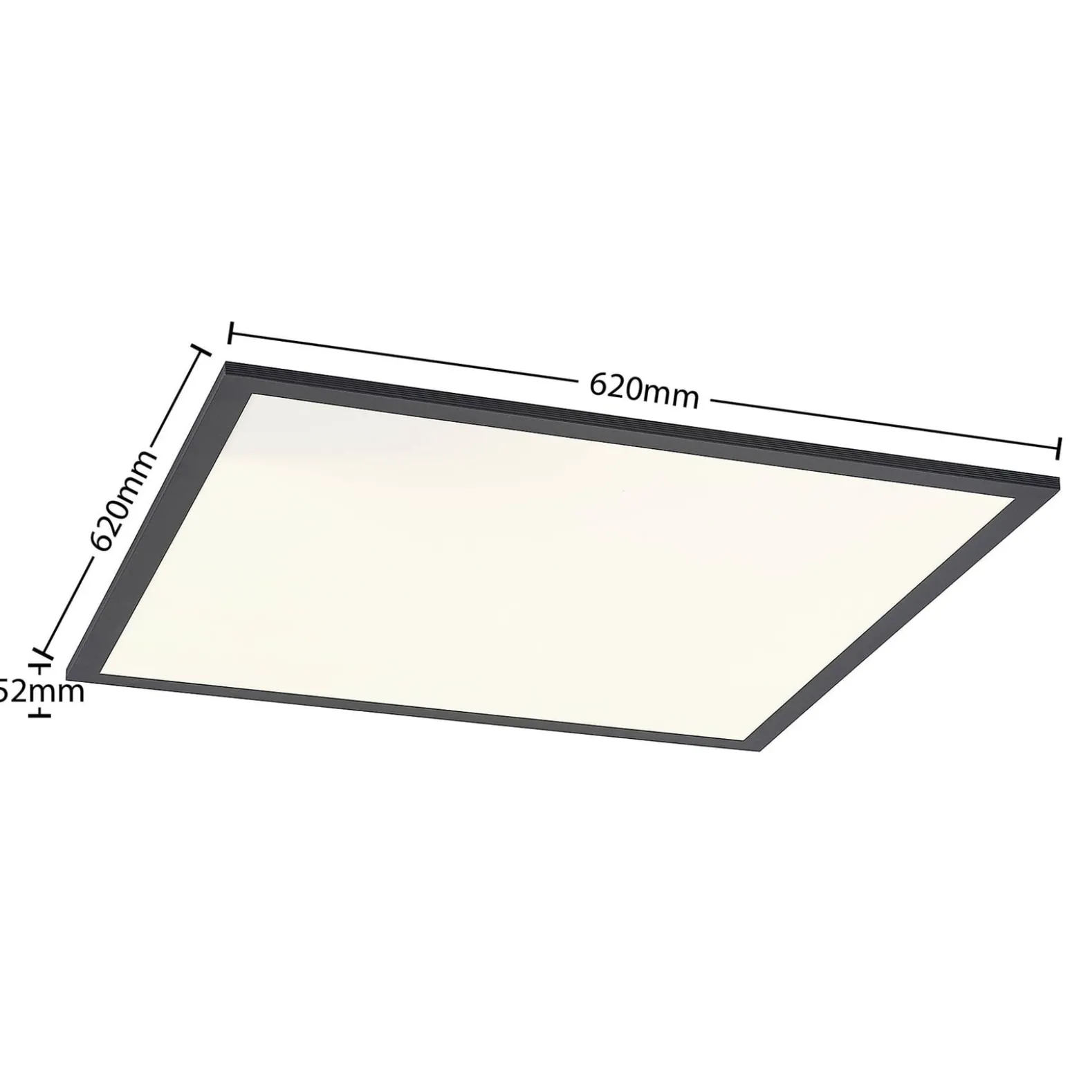 Lindby LED-Panel Nelios, 62 x 62 cm, 4.000K, schwarz, Metall