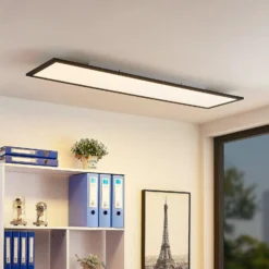 Lindby LED-Panel Nelios, 120 x 30 cm, 4000K, schwarz, Metall