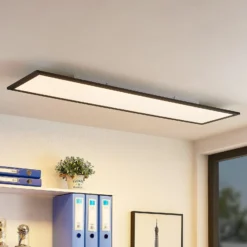 Lindby LED-Panel Nelios, 120 x 30 cm, 4000K, schwarz, Metall