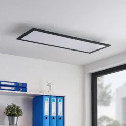 Lindby LED-Panel Nelios, 80 x 30 cm, 4.000K, schwarz, Metall