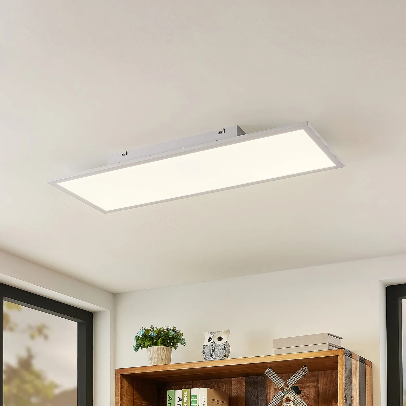 Lindby LED-Panel Quais, 80 x 30 cm, weiß, Metall, 4.000K