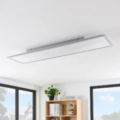 Lindby LED-Panel Stenley, 4.000 K, 120cm x 30cm, silber/weiß