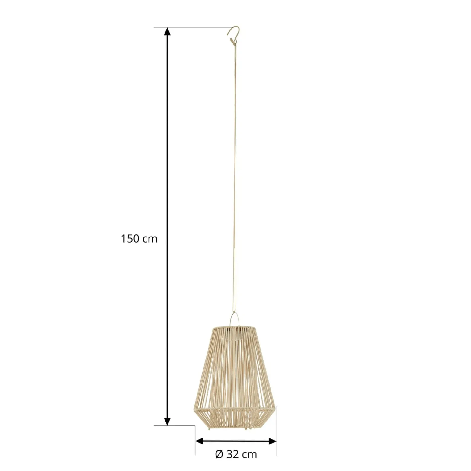 Lindby LED-Solarhängelampe Austas, beige, Ø 32 cm, USB, IP54