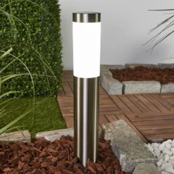 Lindby LED-Solarlampe Aleeza, 61 cm, Edelstahl, Erdspieß