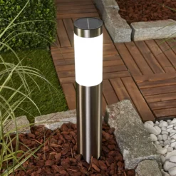 Lindby LED-Solarlampe Aleeza, 61 cm, Edelstahl, Erdspieß