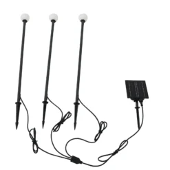 Lindby LED-Solarleuchte Freydis, 3er-Set, schwarz, 2.000 K