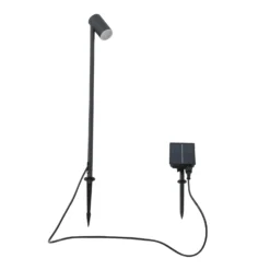 Lindby LED-Solarleuchte Myric, schwarz, Aluminium, 3.000 K