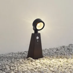 Lindby LED-Solar-Strahler Raide, Sensor, schwarz, Aluminium