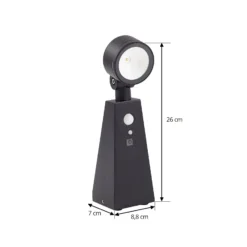 Lindby LED-Solar-Strahler Raide, Sensor, schwarz, Aluminium