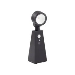 Lindby LED-Solar-Strahler Raide, Sensor, schwarz, Aluminium