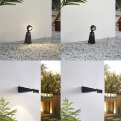 Lindby LED-Solar-Strahler Raide, Sensor, schwarz, Aluminium