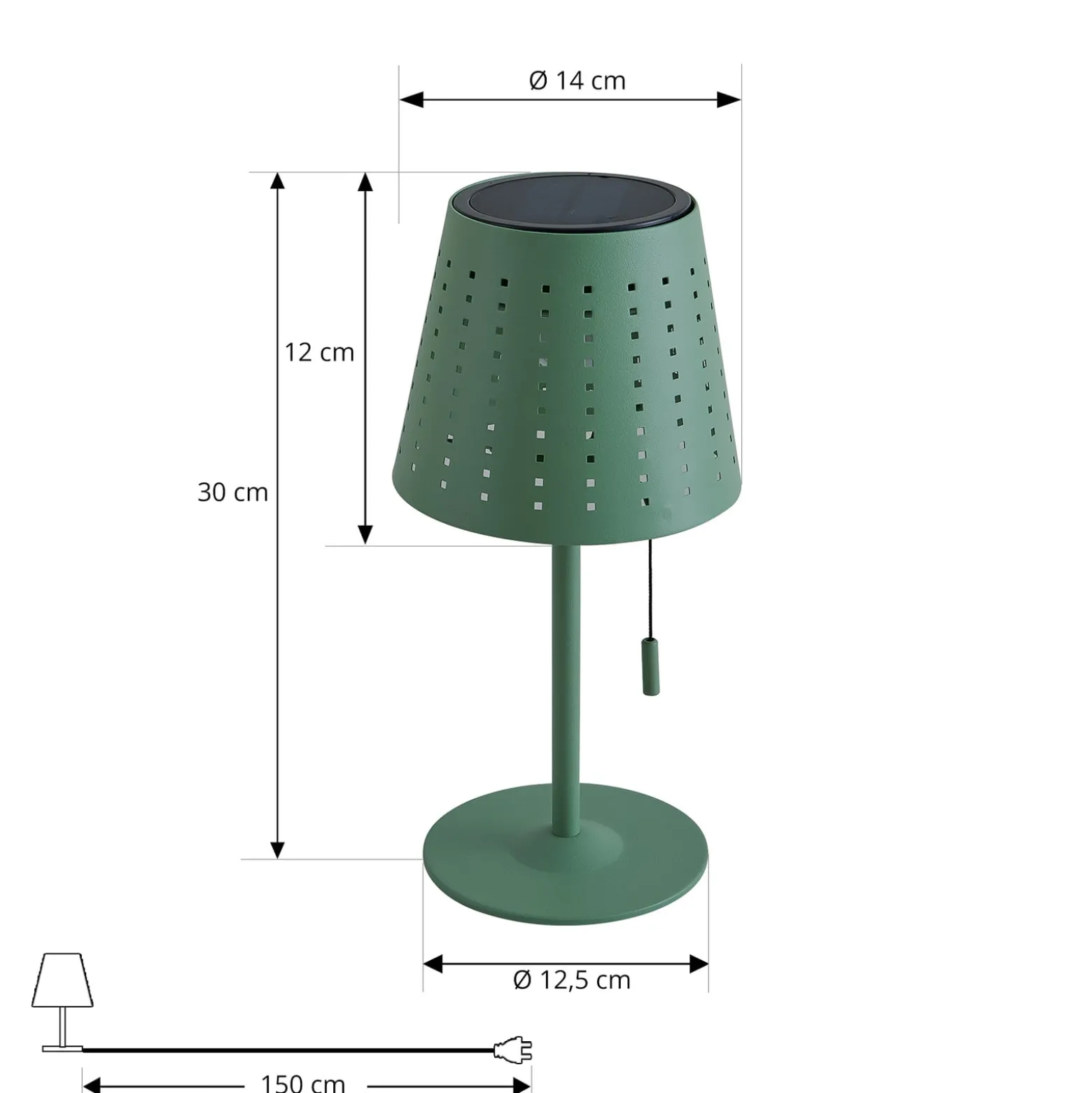Lindby LED-Solar-Tischleuchte Hilario, grün, Eisen, Akku