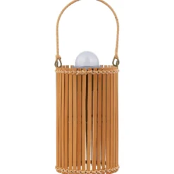 Lindby LED-Solar-Tischleuchte Amaria, Bambus, Ø 12 cm