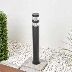Lindby LED-Wegelampe Lanea, 60 cm, schwarz, Edelstahl, IP44
