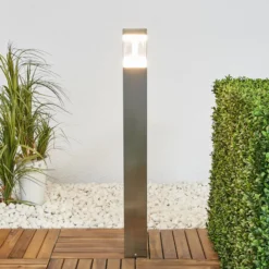 Lindby LED-Wegeleuchte Baily, Höhe 80 cm, Edelstahl, IP44