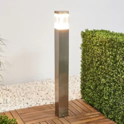 Lindby LED-Wegeleuchte Baily, Höhe 80 cm, Edelstahl, IP44