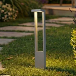 Lindby LED-Wegeleuchte Lonete, steingrau, Höhe 65 cm, IP65
