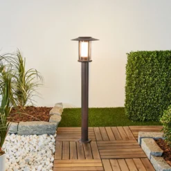 Lindby LED-Wegeleuchte Pavlos, 76 cm, rostfarben, Edelstahl