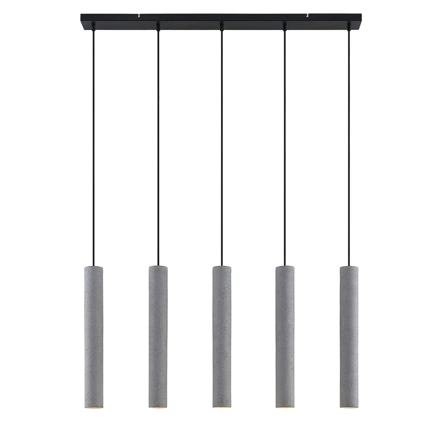 Lindby Pendellampe Concretto, 100 cm, grau, 5-flg., Beton