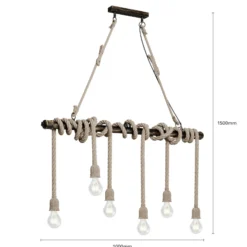 Lindby Pendellampe Hajo, 100 cm, sechsflammig, Tauseil