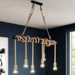 Lindby Pendellampe Hajo, 100 cm, sechsflammig, Tauseil