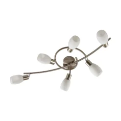 Lindby Strahler Arda, 75 cm, 6-flammig, nickel, Glas, E14