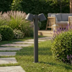 Lindby Wegeleuchte Ileyna, 2-flg., anthrazit, 100 cm
