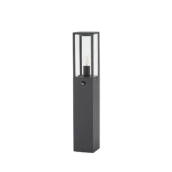 Lindby Wegeleuchte Peldar, anthrazit/klar, 80 cm, Sensor