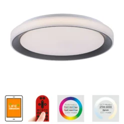 LOLA Smart Disc LED-Deckenlampe schwarz/weiß, RGBW