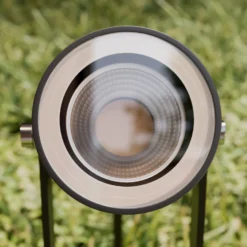 Lucande Außenstrahler Galina, Erdspieß, Stecker, grau, 11 cm
