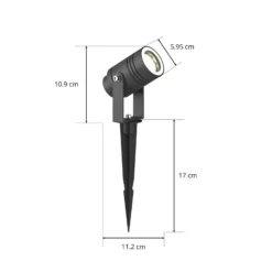 Lucande Außenstrahler Galina, Erdspieß, Stecker, grau, 11 cm