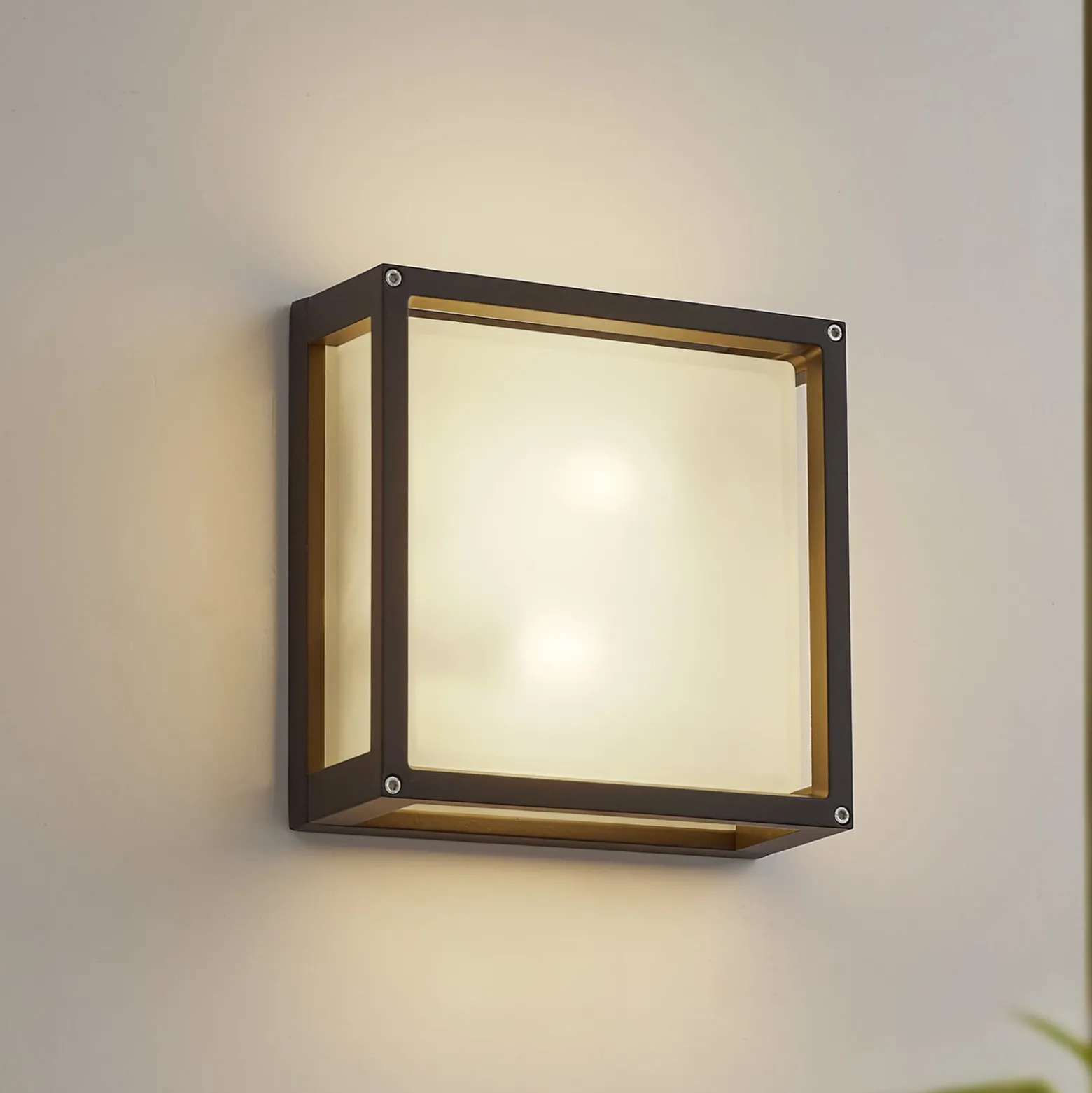 Lucande Außenwandlampe Aurelien, anthrazit, Sensor, 25x25 cm