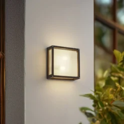 Lucande Außenwandlampe Aurelien, anthrazit, Sensor, 25x25 cm