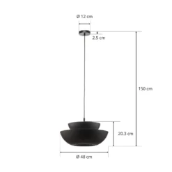 Lucande Hängeleuchte Kellina, Ø 48 cm, schwarz, Metall