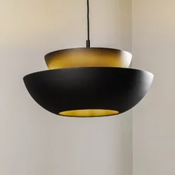 Lucande Hängeleuchte Kellina, Ø 48 cm, schwarz, Metall