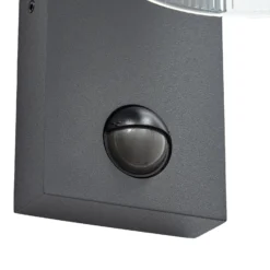 Lucande LED-Außenwandlampe Beelia Sensor anthrazit geriffelt