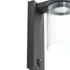 Lucande LED-Außenwandlampe Beelia Sensor anthrazit geriffelt