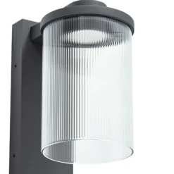Lucande LED-Außenwandlampe Beelia Sensor anthrazit geriffelt