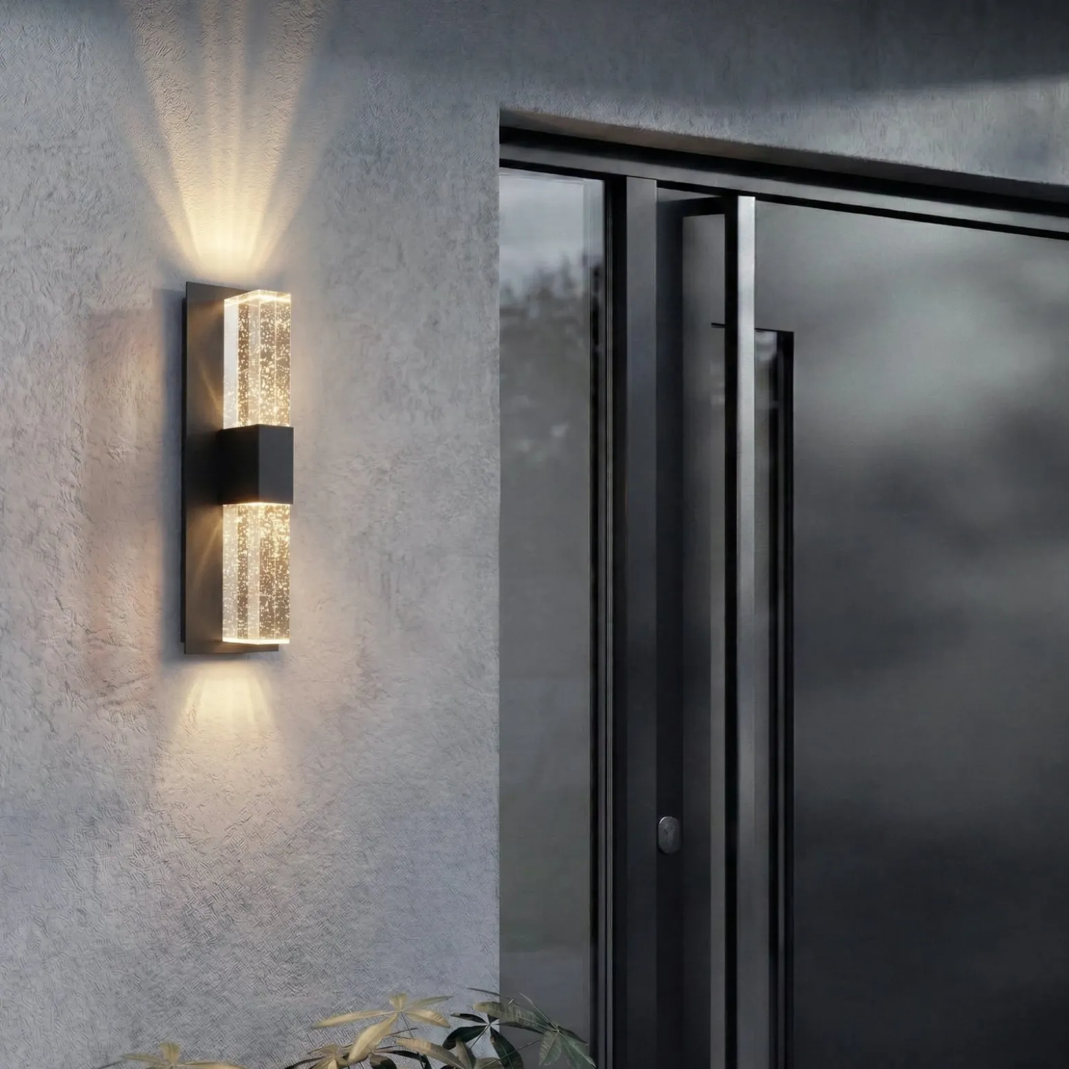 Lucande LED-Außenwandlampe Velune, anthrazit/klar, 46cm, CCT