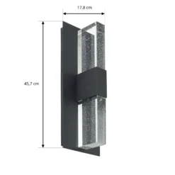 Lucande LED-Außenwandlampe Velune, anthrazit/klar, 46cm, CCT
