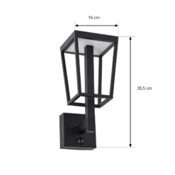 Lucande LED-Außenwandleuchte Lynx, 35,5 cm, schwarz, Sensor