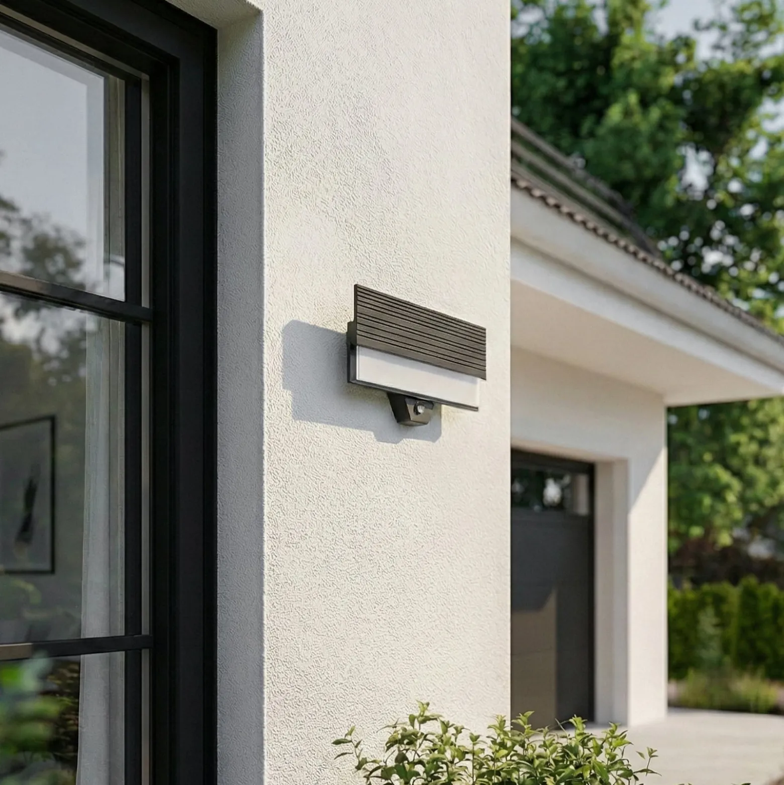 Lucande LED-Außenwandleuchte Melira, Sensor, anthrazit, IP65