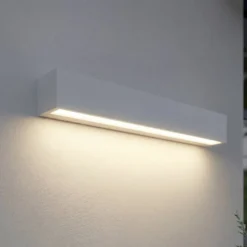 Lucande LED-Außenwandleuchte Lengo, 50cm, weiß, down, 3000K