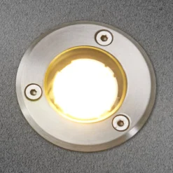 Lucande LED-Bodeneinbauleuchte Kenan, Ø 7cm, Edelstahl, IP67