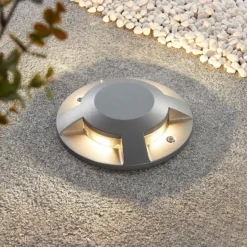 Lucande LED-Bodenstrahler Jeffrey, silber, 4 Lichtaustritte