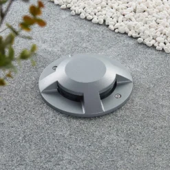 Lucande LED-Bodenstrahler Jeffrey, silber, 4 Lichtaustritte