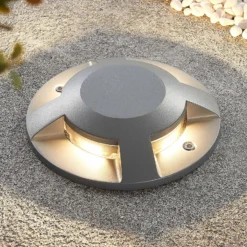 Lucande LED-Bodenstrahler Jeffrey, silber, 4 Lichtaustritte